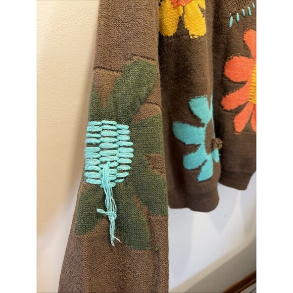 POL Groovy Bloom Balloon Sleeve Floral Sweater  Oversized Women M Hippy Fairy ￼ - Picture 3 of 8